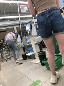Gorgeous Girl in Denim Shorts With Perfectly Hot Legs And Butt Supermarket Creepshots Collection