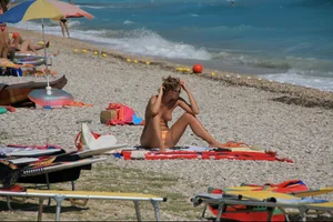 Nude beach girls in Baska, Croatia