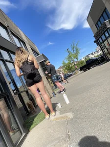 Plump teen VPL biker shorts
