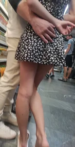 Candid hottie in a short dress at the supermarket creepshots, nice legs