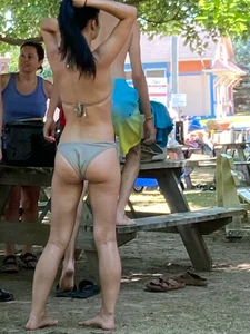 Amazing Candid Girl in a Swimsuit City Park Creepshots, Sexy Little Butt, Nice Legs And Tummy