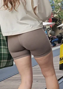 Booty in light brown biker shorts