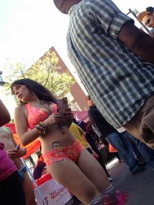 Promo girl in a sexy little outfit
