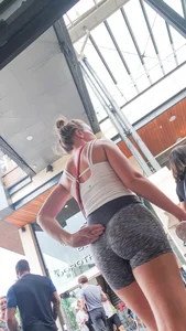 Tight gym shorts showing a fantastic blonde ass