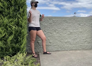 Thick college slut in shorts