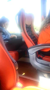 Sexy Girl in Tights Sitting in a Bus With Crossed Legs Creepshot