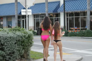 Sexy Florida beach bikini girls, some topless