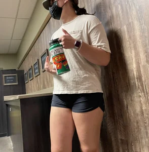 Thick college slut in shorts