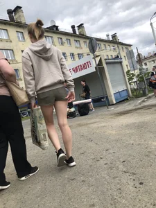 Young Girl With Hot Legs Passing By Adjusting Her Shorts Street Creepshots Series