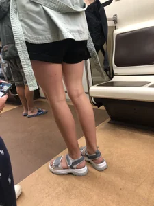 Cute Teen Blonde in Sandals And Shorts Subway Train Creepshots