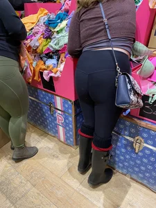 Spandex cutie shopping for thong