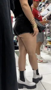 CHEEKED UP LIGHT SKIN LATINA! (Short shorts ;)