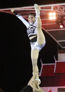 Bunch of athletic Thai cheerleaders at a competition