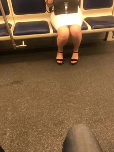 Sweet Legs in a Dress And Feet in High-Heeled Sandals Subway Train Creepshots