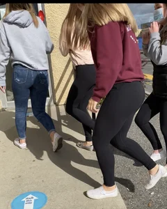 Teens walking into Restaurant