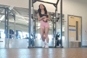 Tall gym brunette in tight pink shorts, part 2