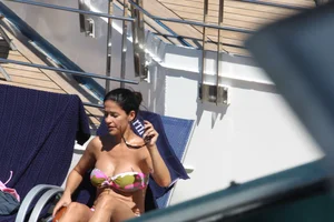 Mostly mature bikini babes on a Carnival cruise