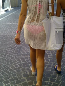 Babe in see thru dress with bikini underneath