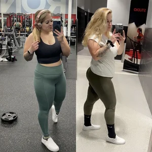 Chubby blonde in tights gym selfies