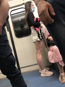 Cute Teen in Shorts, a Top and Sneakers Subway Huge Creepshots Collection