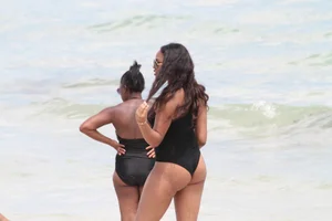Ebony beach and bikini girls