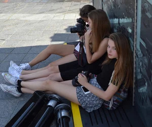 Hot candid models chilling