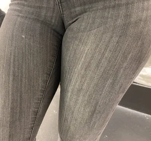 Tight jeans cameltoe closeup