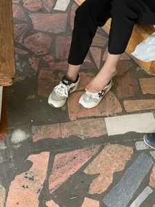 Skinny Teen Girl's Feet in Pantyhose - Changing Her Shoes
