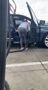 Car wash candid petite Latina
