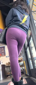 Nerdy Indian MILF purple leggings