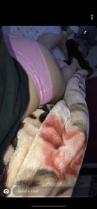 Sexy Girl Taking Legs Selfies in Pink Lacey Panties in Bed for Snapchat