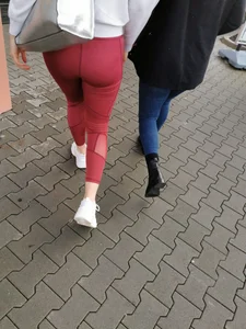 Nice ass in tight red leggings shopping