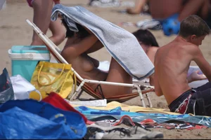 Girls on a nude beach in Bibione, Italy