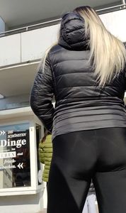 Bubble butt VPL on gorgeous thick blonde