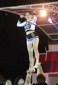 Bunch of athletic Thai cheerleaders at a competition