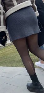 Street creepshots of a girl in a skirt and black pantyhose