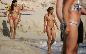 Nude beach and topless girls