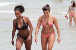 Ebony beach and bikini girls
