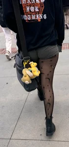 [OC] Cute Goth Booty in Short Shorts and Fishnets