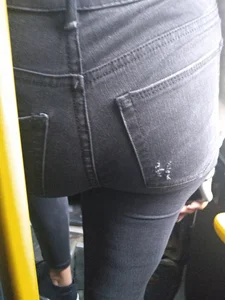 Ass in Tight Jeans Public Bus Creepshot Closeup