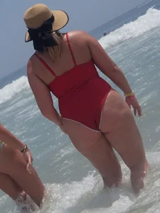 Thick big booty girl in a swimsuit with blonde friend in a bikini