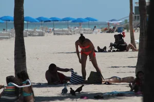 Big collection of various sexy girls on a beach in bikinis
