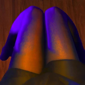 Legs in Black Pantyhose Closeup Selfe