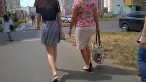 Girl in a Skirt Street Candid Photos