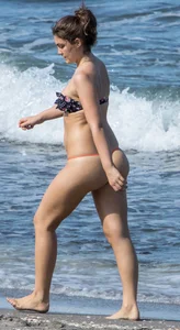 Sexy big booty girl in thong bikini on the beach