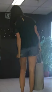 Hot college girl with tight jeans bottom
