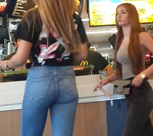 Various hot butts in tight jeans on the street and inside cafes, some teens too