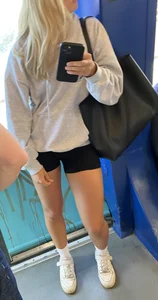Spandex teen in train