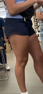 Cute blonde in lulu lemon shorts - amazing legs