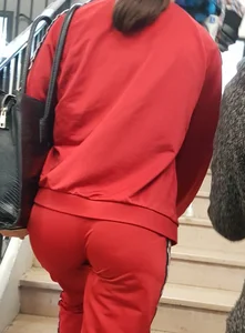 Latina teen with braces in red sweats with a nice booty and vtl